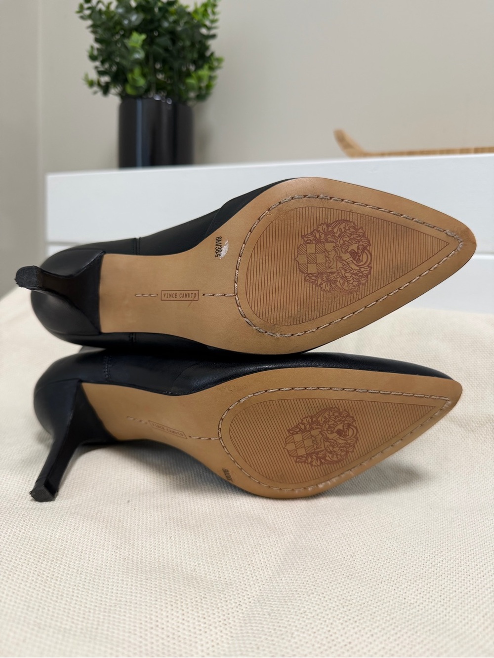 Vince Camuto Andrissa Black Leather Slouchy Pointed Toe Stiletto Booties 8 - Picture 8 of 14